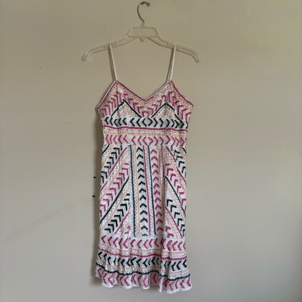 Parker Pink Silk Casey Beaded Zig Zag Chevron Mini Dress XS Anthropologie - Picture 15 of 15